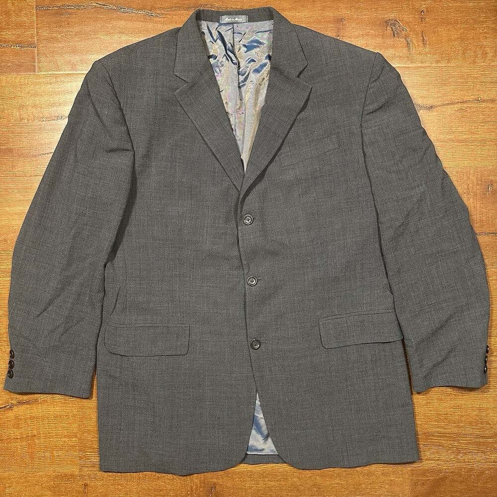 Oscar de la Renta Blazer Coat Mens 46L Gray 3 Button Wool Blend Retro Designer